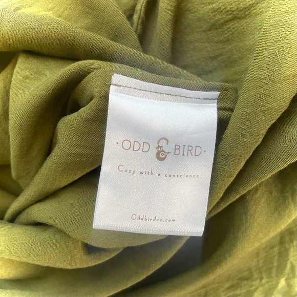 ODDBIRD | S | Olive Ruya Reya Tunic Flowy Short Sleeve Zip Neck Tie Dress - Picture 11 of 15